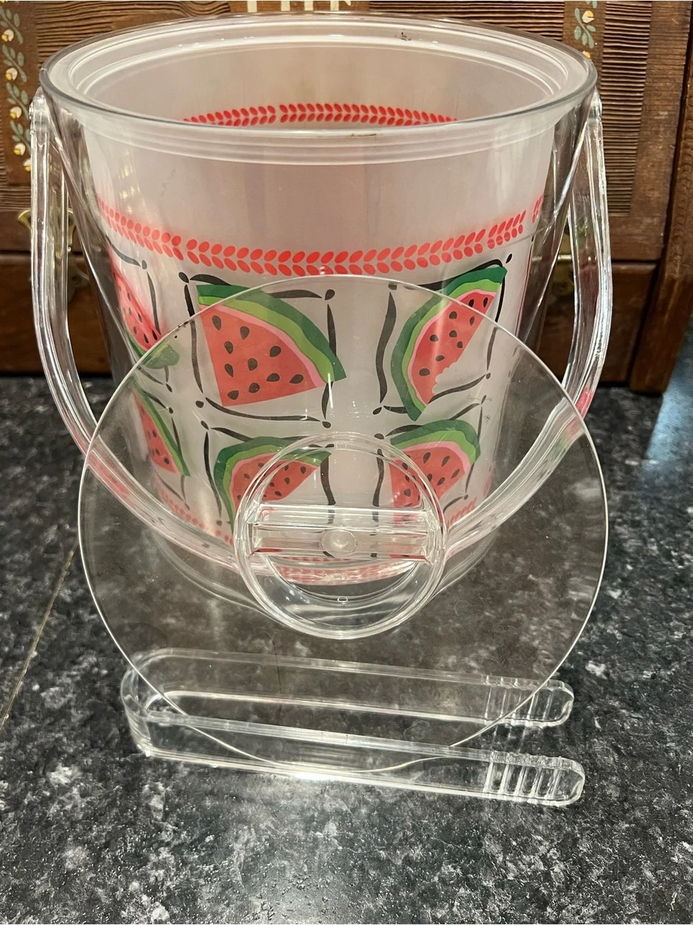 VTG Clear Acrylic Ice Bucket with Watermelon Print